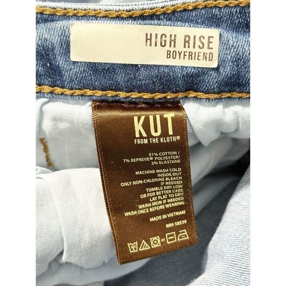 Kut from the Kloth Womens Hi Rise Boyfriend Jeans Blue Denim Light Wash Size 14 - Picture 9 of 12